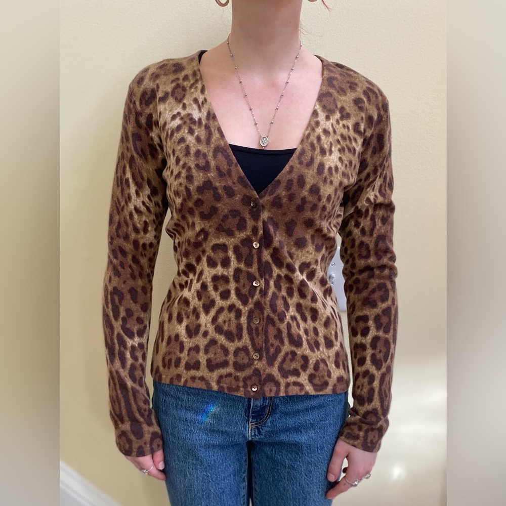 Vintage Neiman Marcus Cashmere Leopard Cardigan